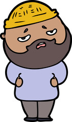 Obraz premium cartoon worried man with beard