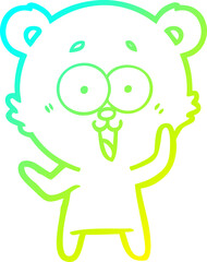 cold gradient line drawing of a laughing teddy  bear cartoon
