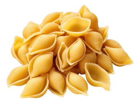 pile of dry shell pasta isolated.