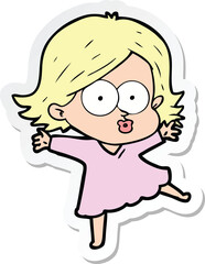 sticker of a cartoon girl pouting