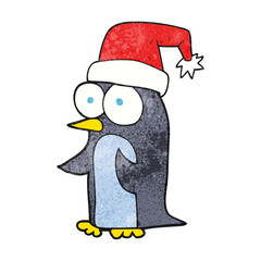 freehand textured cartoon christmas penguin
