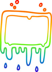 rainbow gradient line drawing of a cartoon dripping banner