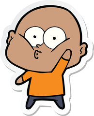 sticker of a cartoon bald man staring