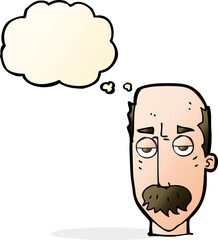 cartoon bored old man with thought bubble