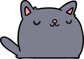 cartoon illustration of cute kawaii cat
