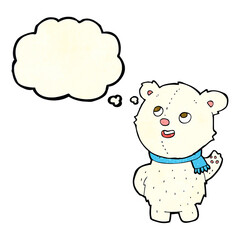 cartoon cute polar bear cub with thought bubble