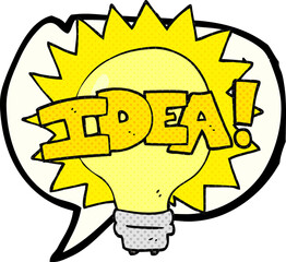 freehand drawn comic book speech bubble cartoon idea light bulb symbol