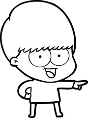 happy cartoon boy pointing