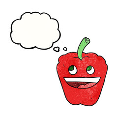 freehand drawn thought bubble textured cartoon pepper