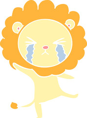 flat color style cartoon crying lion