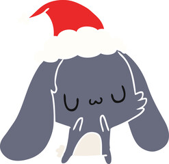 hand drawn christmas cartoon of kawaii rabbit