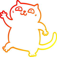 warm gradient line drawing of a cartoon cat
