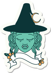 sticker of a half orc witch character face