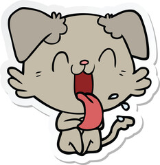 sticker of a cartoon panting dog