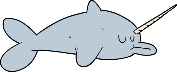 cartoon narwhal © lineartestpilot