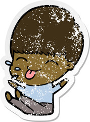 distressed sticker of a cartoon boy