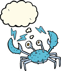 cartoon crab with thought bubble