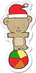 sticker of a cartoon christmas teddy bear