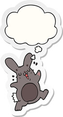 cartoon rabbit with thought bubble as a printed sticker