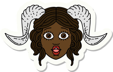 sticker of a tiefling character face