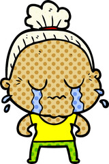 cartoon crying old lady