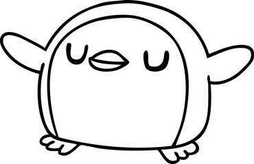 line drawing illustration kawaii of a cute penguin