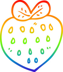 rainbow gradient line drawing of a cartoon strawberry fr