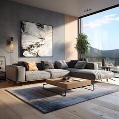 living room interior Modern living room interior with stylish comfortable sofa