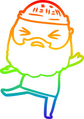 rainbow gradient line drawing of a cartoon man with beard