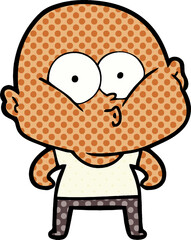 cartoon bald man staring