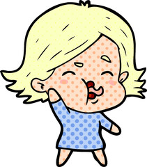 cartoon girl pulling face