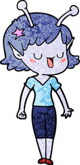 happy alien girl cartoon