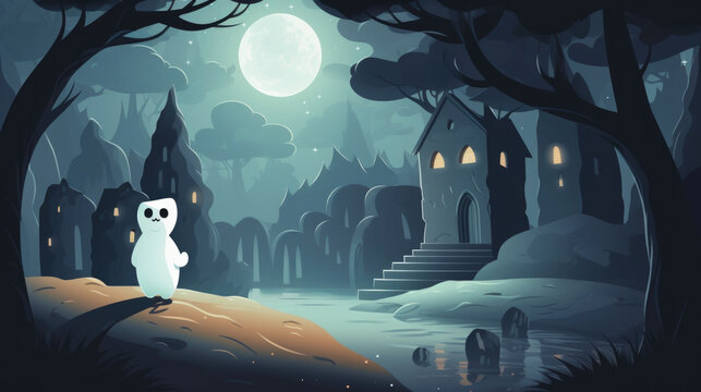 A ghost finds a lost kitten in a graveyard and helps it find its way home, encountering friendly ghosts along the way. Halloween cartoon