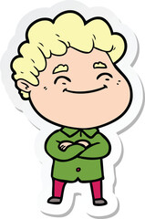 sticker of a cartoon friendly man