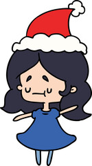hand drawn christmas cartoon of kawaii girl