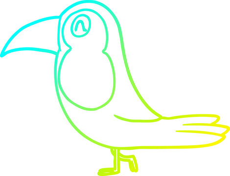 recommend clip art: cold gradient line drawing of a cartoon toucan
