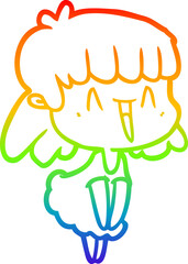 rainbow gradient line drawing of a cartoon woman