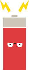 flat color retro cartoon of a battery