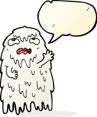 gross cartoon ghost with speech bubble