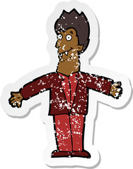 retro distressed sticker of a cartoon vampire man