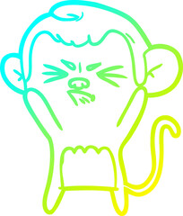 cold gradient line drawing of a cartoon angry monkey