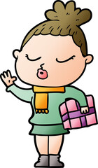 cartoon calm woman