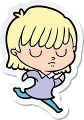 sticker of a cartoon woman