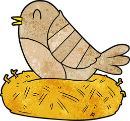 cartoon bird sitting on nest