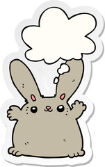 cartoon rabbit with thought bubble as a printed sticker