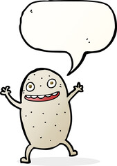 cartoon happy potato with speech bubble