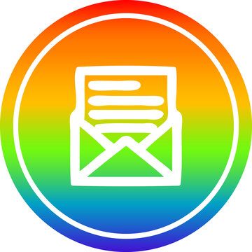 envelope letter circular icon with rainbow gradient finish