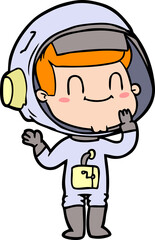 happy cartoon astronaut man