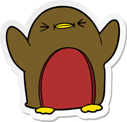 distressed sticker of a Cartoon Robin