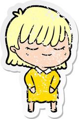 distressed sticker of a cartoon woman